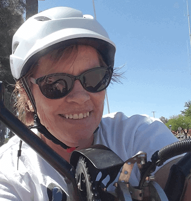 Faith Capone training on her adaptive handcycle for the upcoming Arizona El Tour de Tucson.
