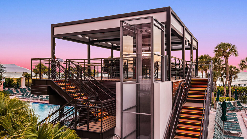 The Clarity wheelchair lift is seen outside of The Don CeSar