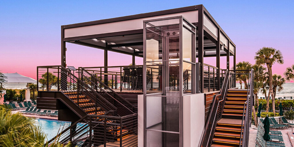 The Clarity wheelchair lift is seen outside of The Don CeSar